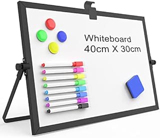 OWill Black Dry Erase Whiteboard, 30 X 40 cm Mini Magnetic Desktop Whiteboard with Stand, Small A3 Magnetic Whiteboard & Portable Double-Sided Whiteboard Easel for Drawing in School & Home