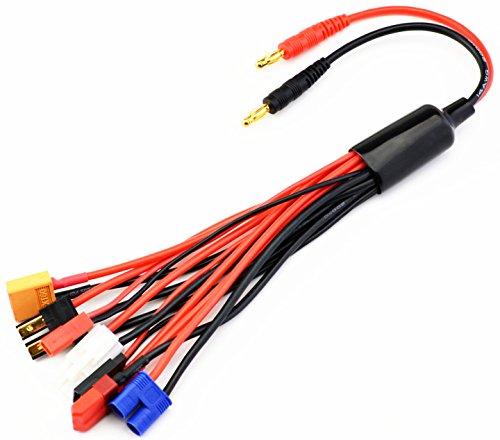 Rc Lipo Battery Charger Connector Adapters 9 In 1 Splitter Cable 4.0Mm Banana Plug To Jst T Plug Xt60 Ec3 #TOP5