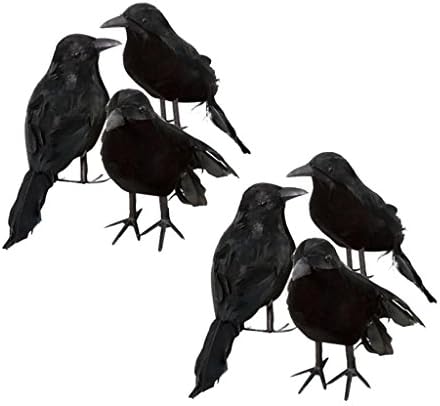Lewtemi 4-Pack Realistic Hanging Dead Crow Decorations - 17 Inch Lifesize Fake Crows For Halloween & Garden