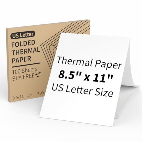 MFLABEL 8.5x11 Thermal Paper - 10-Year Fade-Proof! 100-Sheet Letter Size for Portable Printers (Compatible with iDPRT/Peripage/Munbyn) | BPA-Free Quick-Dry | Not for Laser/Inkjet