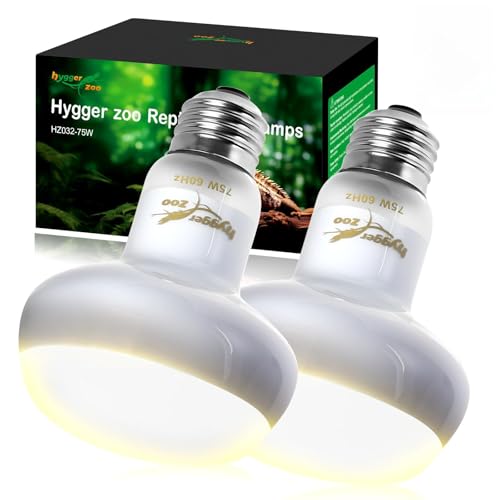 Hygger zoo Reptile Heat Lamp Bulbs 100W (2-Pack) – Efficient Heating & Simulated Sunlight Basking Light for Amphibians, Bearded Dragon, Lizard, Turtle, Chicken – E26 Base