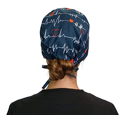Sparkling Earth Men And Womens Scrub Style Working Cap - Heartbeats On Navy #TOP6