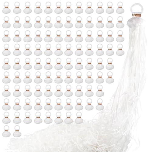 100pack No Mess Streamers,Romantic White Confetti Poppers for Wedding Toss,Hand Throw Party Poppers For Engagement Birthday Party,Graduation,Christmas,New year Celebrations(White,100pcs)