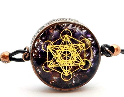 ZZYBIA Metatron's Cube Merkaba Orgone Pendant EMF protection with Amethyst
