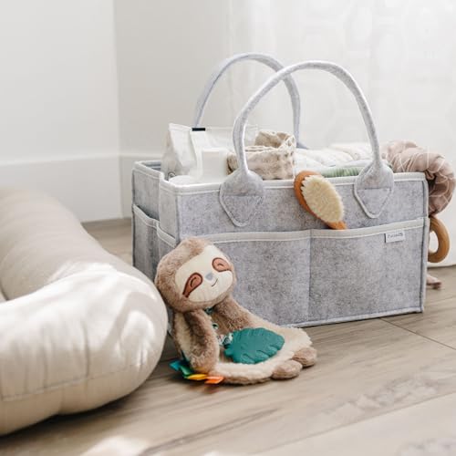PUTSKA Organizer na pieluchy dla niemowląt - kosz do przechowywania pieluch w pokoju dziecięcym, lista prezentów na baby shower i niezbędne rzeczy do rejestru-Szary Mały