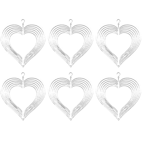 Shevan 6Pcs Sublimation Wind Spinner Blanks 3D Wind Spinners Hanging Wind Spinners For Outdoor Garden Decoration C-8 Inch Heart #TOP7