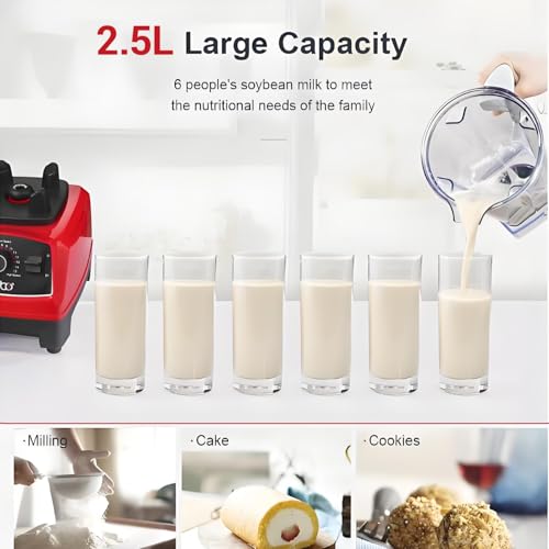 Blender Smoothie Makers 4500W, Food Blender with 2 Grinding Cup(2.5l/750ml), 15 Speed, Max 32000 Rpm, 8 Blades, Food Processor for Shakes, Frozen Drinks, Ice - Image 3