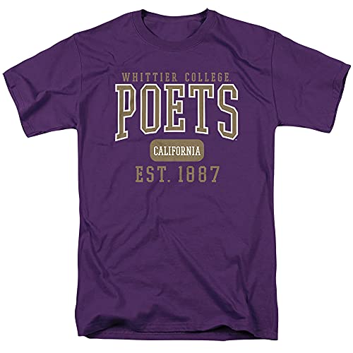 Whittier College Official Est. Date Short Sleeve Mens Cotton T-Shirt,Purple, Medium