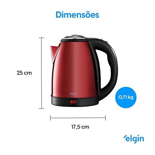 Chaleira elétrica Inox Elgin em Inox Sem fio 1,8 Litros Vermelha 110V