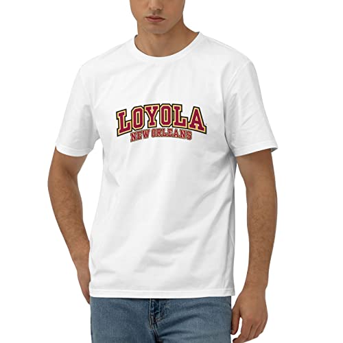 Lujzwop Loyola University New Orleans Logo Men's 170G Combed Cotton Short Sleeve T-Shirt White #TOP1