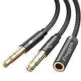 Froggen Audio Y Splitter Adapter, 3.5mm Buchse auf Doppel 3.5mm Klinkenstecker für Headset und Mikrofon Desktop/Laptop mit Audio Adapter