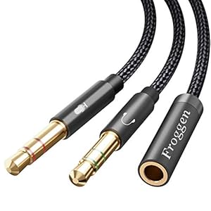 Froggen Audio Splitter Kabel 3.5 mm Female to Dual Male ​Aux Splitter Kabel Nylon Aux Kabel 3.5mm Headset en Microfoon…