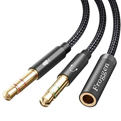 Froggen Cable Separador de Audio y Micrófono, Cable Adaptador Jack Hembra 3.5mm a Jack Doble Macho, Adaptador Auriculares y Micrófono, para Gaming Headset, PC o Laptop(35cm) | Ya disponible en tu tienda friki favorita! En mundofriki.es!