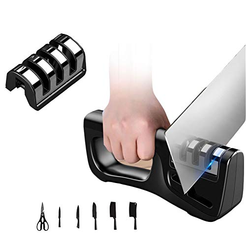 Knife Sharpener,4-in-1 Stages Kitchen Knife Sharpeners with Scissors,Sharpens Chef's Knives Kitchen Accessories Help Repair, Restore and Polish Blades