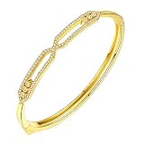 Onefeart Gold Plated Bangle for Women Bracelet for Round Cubic Zirconia Anniversary Appointment Acce