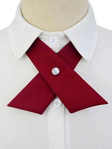Adjustable Cross Bow Tie, Pre Tied Necktie For Japanese School Girl Uniform Tie/Valentine/Cosplay/Party Costume Wb2(Wine Red) #TOP3