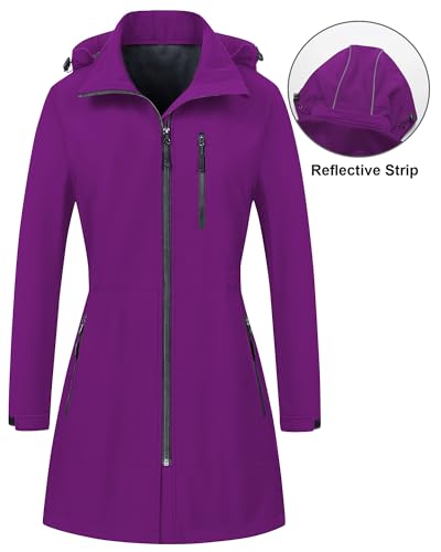 Image of CREATMO US Women's Lightweight Waterproof Long Softshell Tactical Jacket Fleece Lined Windbreaker