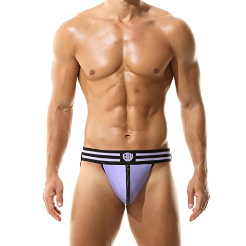 Bangwear Locker Jockstrap With Zipper Men Athletic Supporters Underwear Purple #TOP1