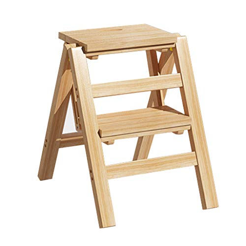 LIYFF-Marchepieds escamotables Pliant Tabouret Échelle Intérieur Cuisine Ladders Tabouret Bambou Bois Chaise Escalier Porte-Fleurs Portable/Chaussures Banc/étagère de Rangement, Capacité de 150 kg Cover