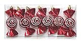 Queens of Christmas WL-ORN-6PK-SWL 6 Pack Candy Ornament with Spiral Design, Red/White