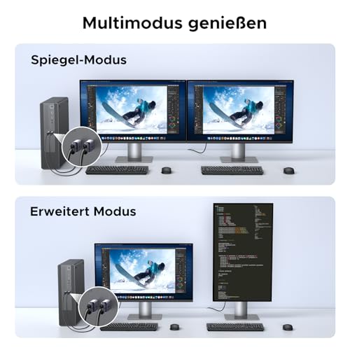 UGREEN 4K Displayport auf HDMI Adapter 2 Stücke, Unidirektional DP auf HDMI 4K@30Hz/2K@60Hz/1080P@120Hz, Adapter Displayport auf HDMI Kompatibel mit HP, Dell, Projector, Monitor, AMD, GPU, NVIDIA