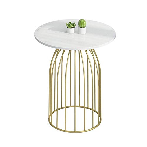 Circular Modern Marble and Gold Frame Side Table, Iron Art Balcony Cof Circular Modern Marble and Gold Frame Side Table, Iron Art Balcony Cof