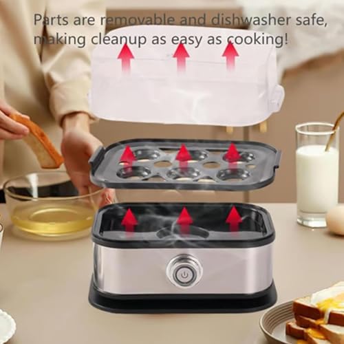 HYZHANHONG 4-in-1 elektrischer Schnelldampfer, mühelos mit dem ultimativen Eierkocher aus Edelstahl, geeignet für hartes/weiches/mittleres Kochen und Wasserkochen – Bild 6