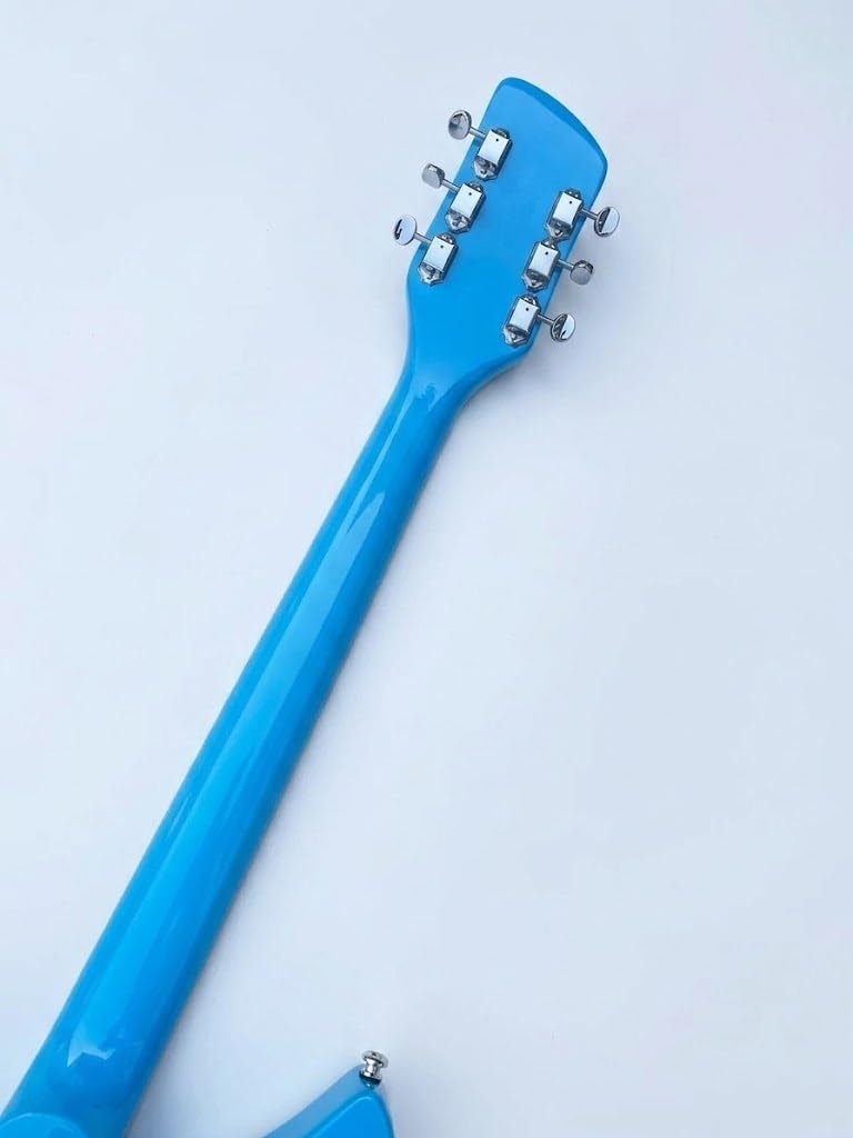 Chitarra elettrica a corpo semi-cavo, grafica pop-art blu personalizzata con doppi pickup, 6 corde a grandezza naturale for il rock britannico (Guitarra Eléctrica)