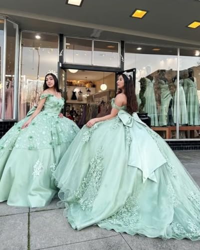 Women's Off Shoulder Quinceanera Dresses Luxury Lace Ball Gowns Beaded Prom Puffy Gown with Train Sweet 15 162