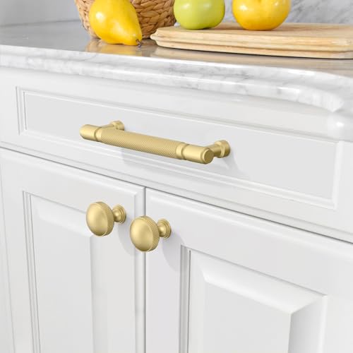 Amerdeco 10 Pack Brushed Gold knurled Cabinet Pulls 5" — view 4