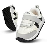 FunFitX Toddler Sneakers Boys Girls, Wide Toe Box Shoes Grey6 | Barefoot-feel flexible sole, non-slip grip on wet tile; velcro strap closes in 5s; wipe-clean upper.