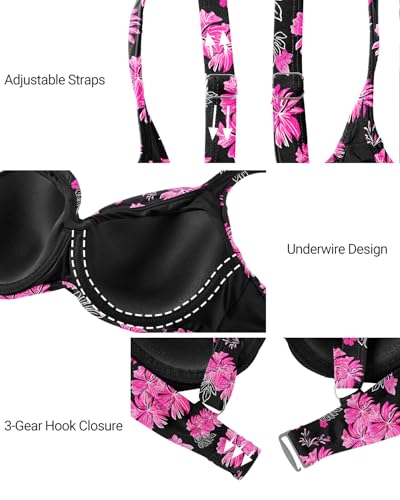 Image of Women Underwire Bikini Tops - Push Up Swim Top Only Bra Padded Bathing Suit Top 2025 Swimsuit Tops