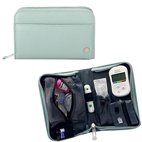 Sugar Medical Heritage Diabetes Supply Case/Insulin Pen Case for Glucose Meter, Insulin Pens, Insulin Vials, Lancet, Test Strips, Glucagon, and Insulin Pump Supplies. (Seafoam)