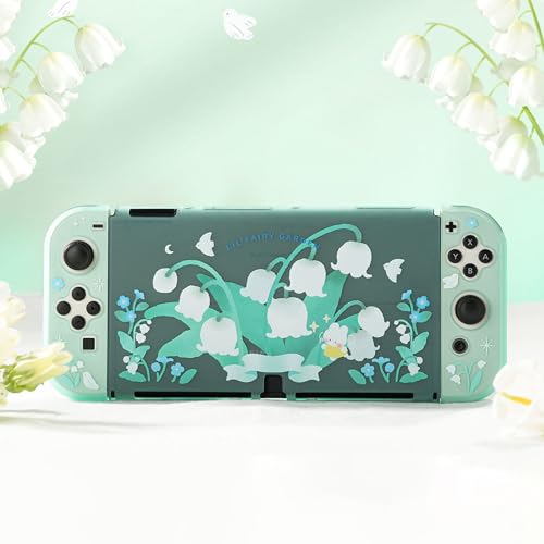 GeekShare Protective Case for Switch OLED Hard Protective Shell Slim Cover Case Compatible with Nintendo Switch OLED and Joy Con - Lily of The Valley - Image 4