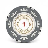 CGS Casino Royale Premium Poker Chips (50-Pack) Heavyweight 14-Gram Clay Composite ($1 White)