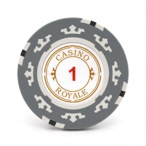 CGS Casino Royale Premium Poker Chips (50-Pack) Heavyweight 14-Gram Clay Composite ($1 White)