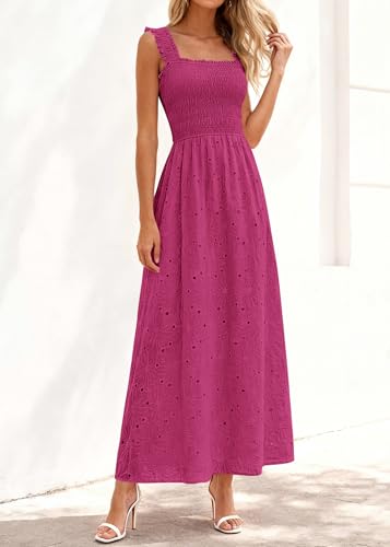 Image of KIRUNDO Summer Lace Dress for Women Eyelet Maxi Sundress