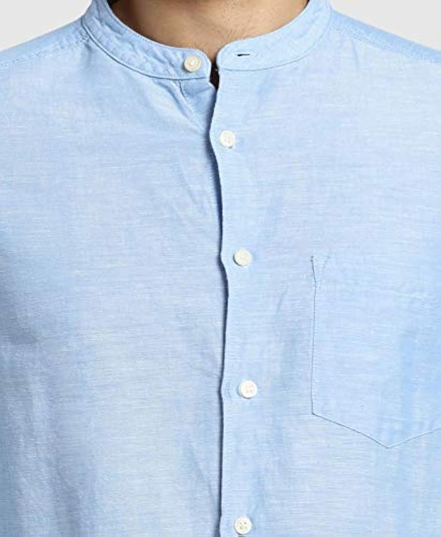 DJ & C by FBB Band Collar Linen Slim Fit Shirt : Amazon.in