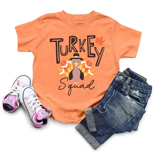 Thanksgiving Shirt Toddler Boys Girls Turkey Squad Graphic T-Shirt Fall Thankful Tee Tops2