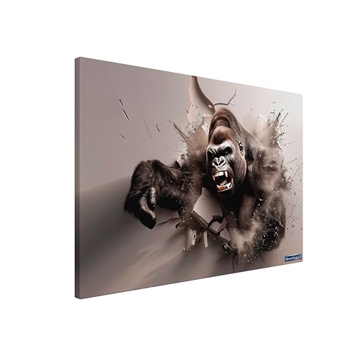 Gorilla Wall Art Canvas for interior - Cinematic 3D Wall Art Design - Wildlife Canvas Decor for Living Room, Office & Gaming Decor, Man Cave Decor - Interactive QR Code to Watch Animation (20L x 16W)