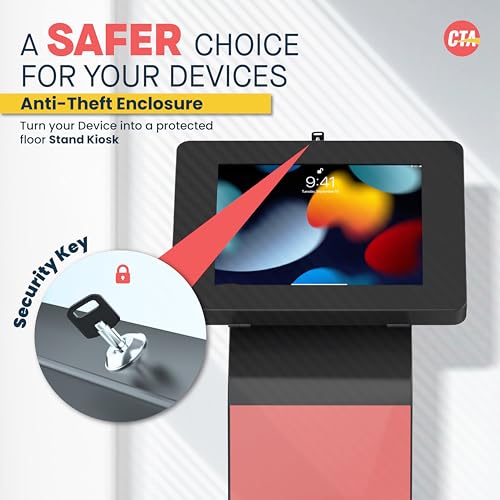 Premium Kiosk Floor Stand - CTA Locking Floor Stand Kiosk - IPad 10th Gen 10.9-Inch - IPad 7/8/9 Gen 10.2-Inch - IPad Pro 11" - IPad 5/6 Gen - Surface Go - Galaxy Tab S5E & More - Black (PAD-PARAF) - Thumbnail 3