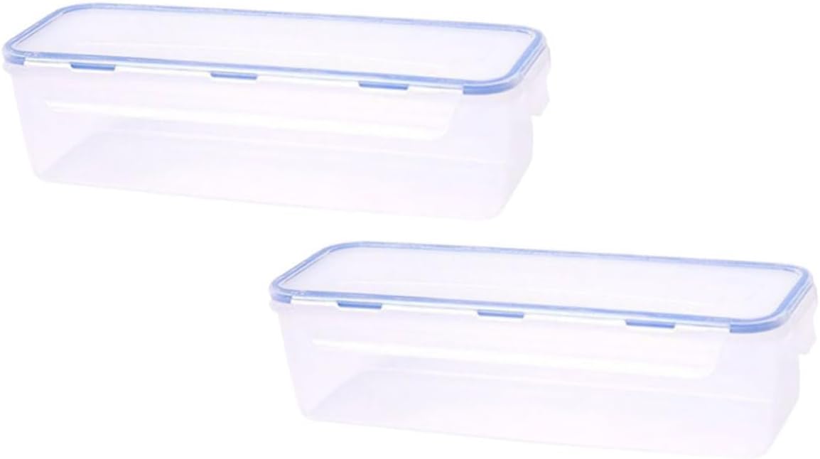 FAVOMOTO 2pcs Pasta Storage Containers 1.6l Rectangular Plastic Food Storage Boxes with Airtight Lids Compact Design and Easy to Clean Spaghetti and Noodle Preservation