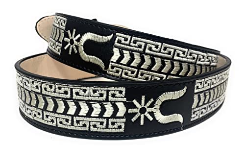 Men's Black western Embroidered Charro Belt, Cinto Charro Vaquero Bordado2