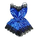 Generic My Cart Items Saved for Later Pajamas for Women Set Sexy Lace Spaghetti Strap Cami Tops Shorts Satin Pjs Sets Comfy Soft Ladies Sleepwear Loungewear Pijamas De Seda, X-Large, A01_blue