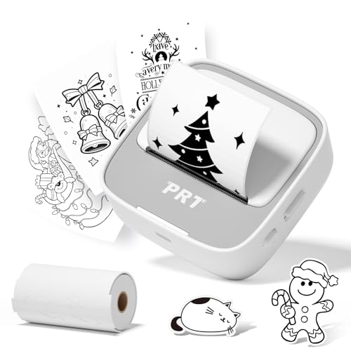 PRT Mini Sticker Printer, Portable Thermal Printer with 1 Roll Sticker Paper, Inkless Sticker Maker, Bluetooth Label Printer for Study Notes,Lists,Pictures,DIY Creations Small Printers for H
