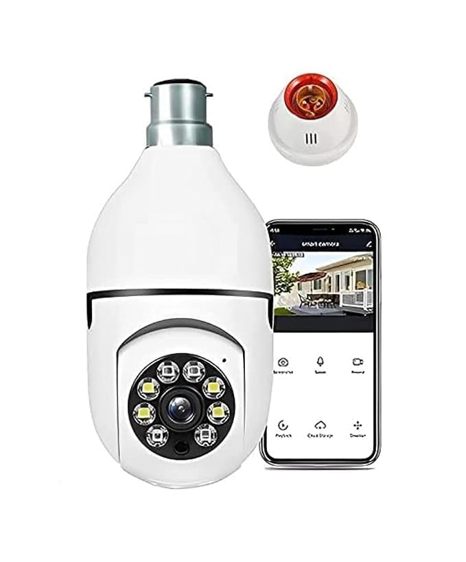 Wi-Fi Camera CCTV Camera 1080p Wireless PTZ Bulb Shape V380 Pro | Indoor 360° Smart Home Security Camera Light Vision 24x7 Continuous Recording with Motion Sensor LED Lights-image-43