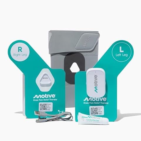 Motive Knee Pain Relief Therapy - Advanced Non-TENS Device to Treat Knee Muscle Weakness, App Controlled, and a Portable Home Treatment for Pain Management Solution - Both Knees Cover