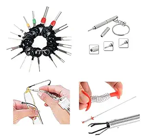 e-infinity 18 PCS Auto Car Plug Circuit Board Wire Harness Terminal Extraction Pick Connector Crimp Pin Back Needle Remove Tool with Flexi Screw Grab Tools