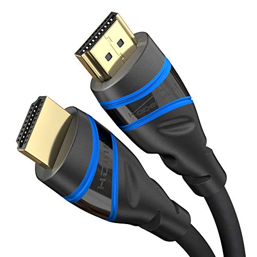 KabelDirekt – 3m – 8K HDMI 2.1 超高速 HDMI ケーブル、認定済み (48G、8K@60Hz、最新規格、公式ライセンス/品質テスト済み、PS5/Xbox に最適、ブルー/ブラック)