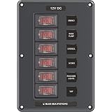 Blue Sea Systems 4322 Water-Resistant Circuit Breaker Switch Panel, Gray, 6 Positions
